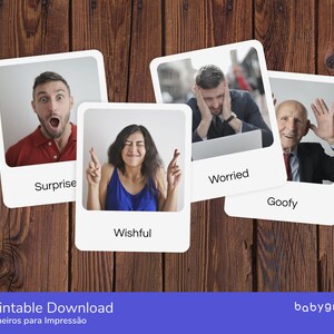 Flashcards voor echte emoties voor baby's en peuters | Foto's | Afbeeldingen | Afdrukbaar | 20 kaarten | Leermiddel | Montessori-uitgelijnd | Engels