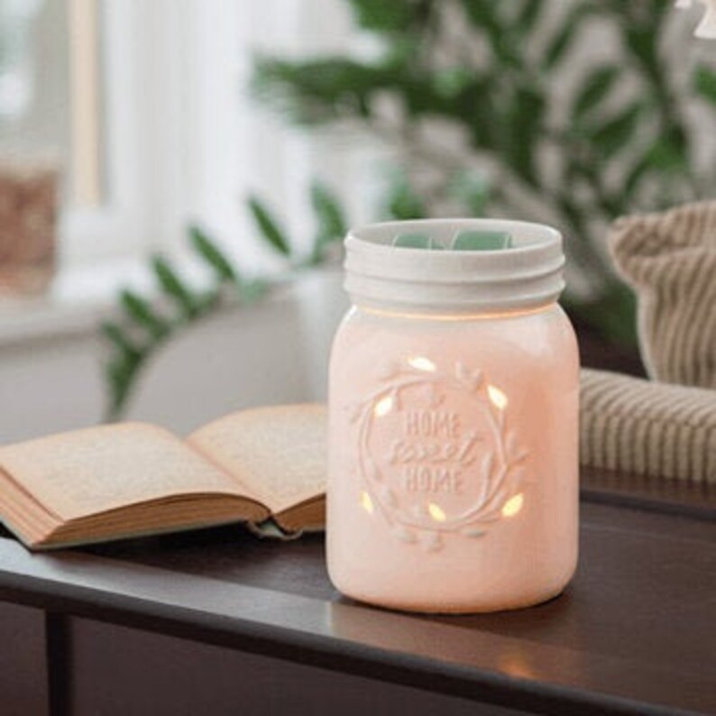 Mason Jar CANDLE WAX WARMER Home Sweet Home Glass Ceramic Etsy
