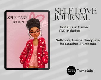 Self Love Journal with PLR | Canva Editable Mental Health Planner Download | Self-Worth Journal | Printable Mental Wellness Planner