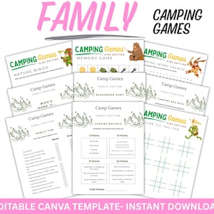 Pacchetto di giochi da campeggio per famiglie / Attività naturalistiche e cacce al tesoro stampabili / Giochi per bambini e adulti / Pacchetto di divertimento digitale per famiglie attorno al falò