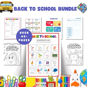 Back to School Printable Bundle, Editable Canva Template, First Day of School Signs, Kids Activity Pack, Lunchbox Notes, Chore Charts