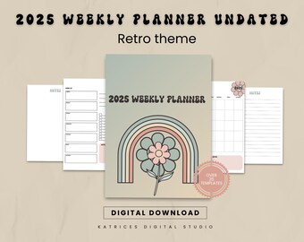 Printable 2025 Retro Planner - Weekly & Monthly Calendar Pages| Digital Download