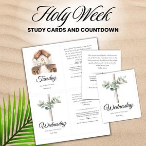 Holy Week Bible Study Cards | Christian Easter Devotional Printable |  Daily Bible Study & Prayer Prompts | Holy Week Devotional Cards