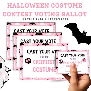 Pinker Retro Groovy Halloween Kostüm Contest Voting-Stimmzettel - 7 Fun Kategorien!