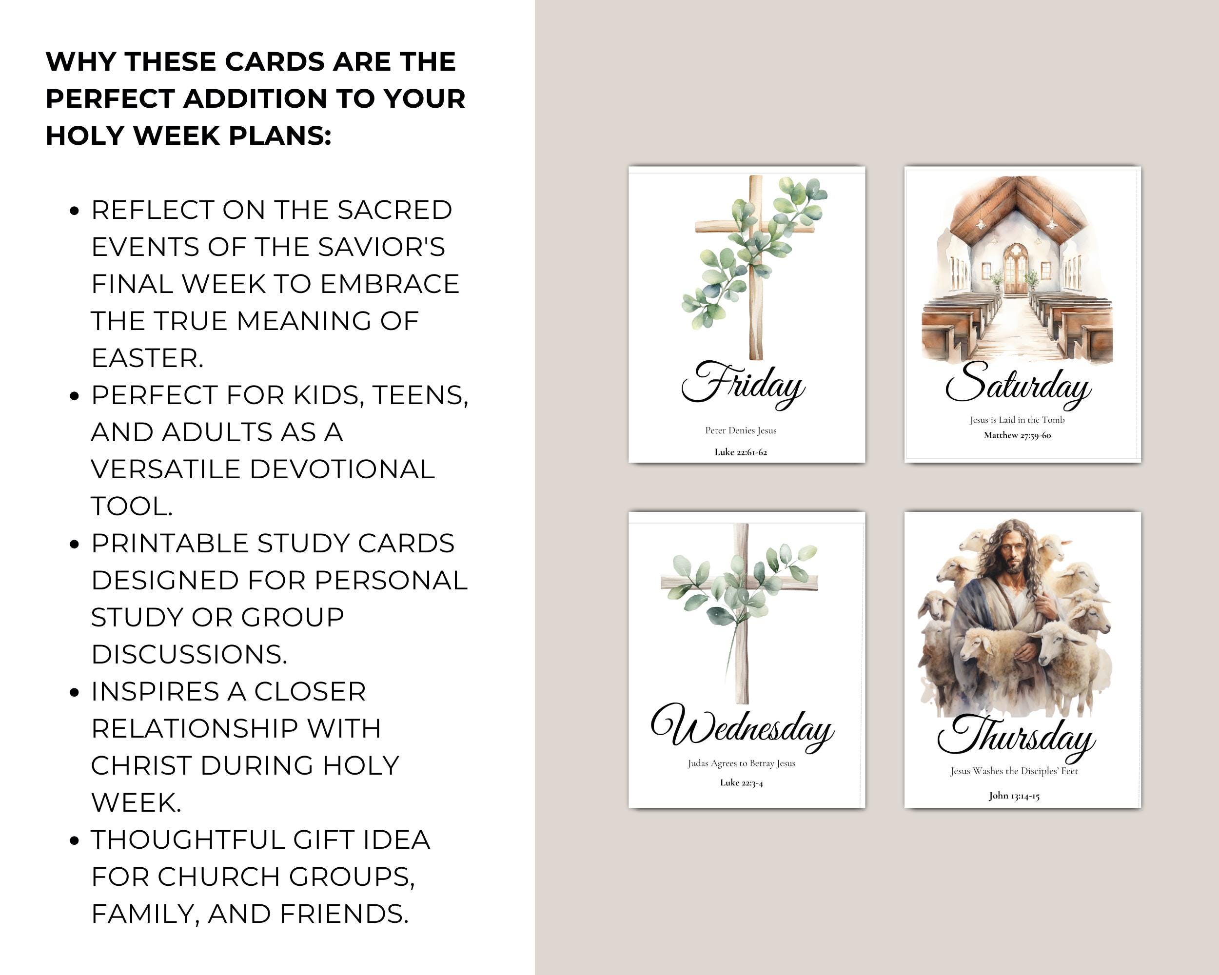 Holy Week Bible Study Cards | Christian Easter Devotional Printable ...