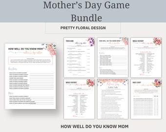 Mother's Day Game Bundle - Digital Download - Editable & Printable