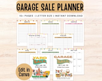 DIY Garage Sale Flyer | Editable Canva Templates | Yard Sale Sign Kit | Instant Download | Printable Marketing Bundle