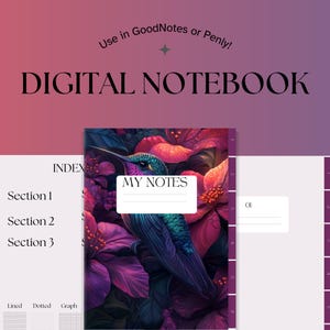 Dark Mode Digital Notebook | GoodNotes Hyperlinked Planner | Minimalist Aesthetic | Hyperlinked Tabs | GoodNotes & iPad Journal PD