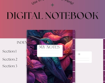 Dark Mode Digital Notebook | GoodNotes Hyperlinked Planner | Minimalist Aesthetic | Hyperlinked Tabs | GoodNotes & iPad Journal PD