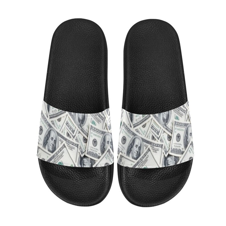 Men /& Women\u2019s 100 Dollar Bill Benjamin Franklin Designer Style,Thug Life Hip Hop SlidesSandals Unisex slides by SunsetBlvd