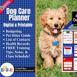 Afdrukbare hondenverzorgingsplanner: notitieboekje voor puppy&#39;s en map huisdierverzorging (digitale download)