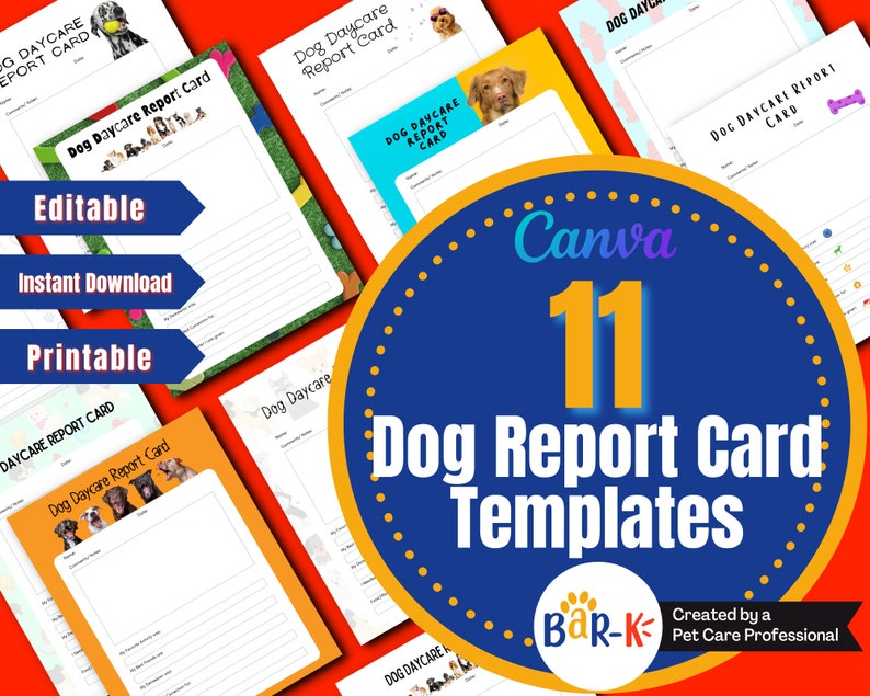 Dog Report Card Editable Printable Dog Daycare Report Card - Etsy