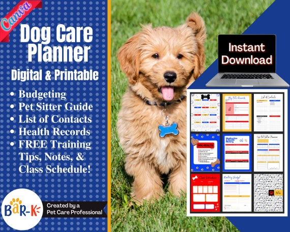 Printable Dog Care Planner: Puppy Notebook & Pet Care Binder (Digital Download)