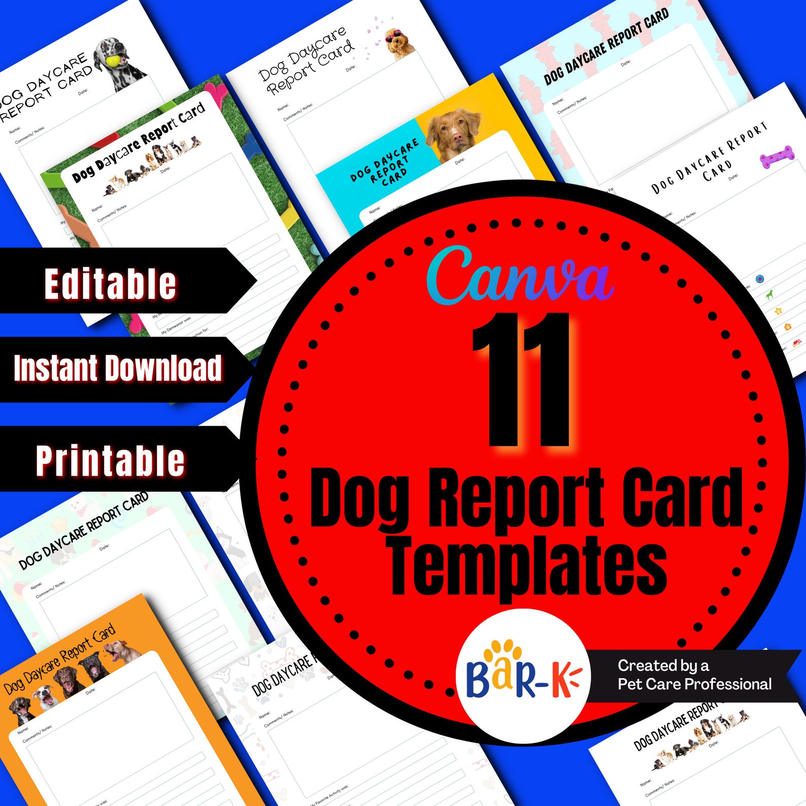 Dog Report Card - Editable Printable Dog Daycare Report Card - Dog ...