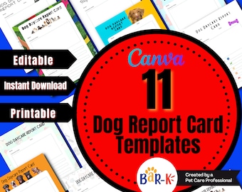 Dog Daycare Report Card Templates: Editable, Printable (Digital Download)