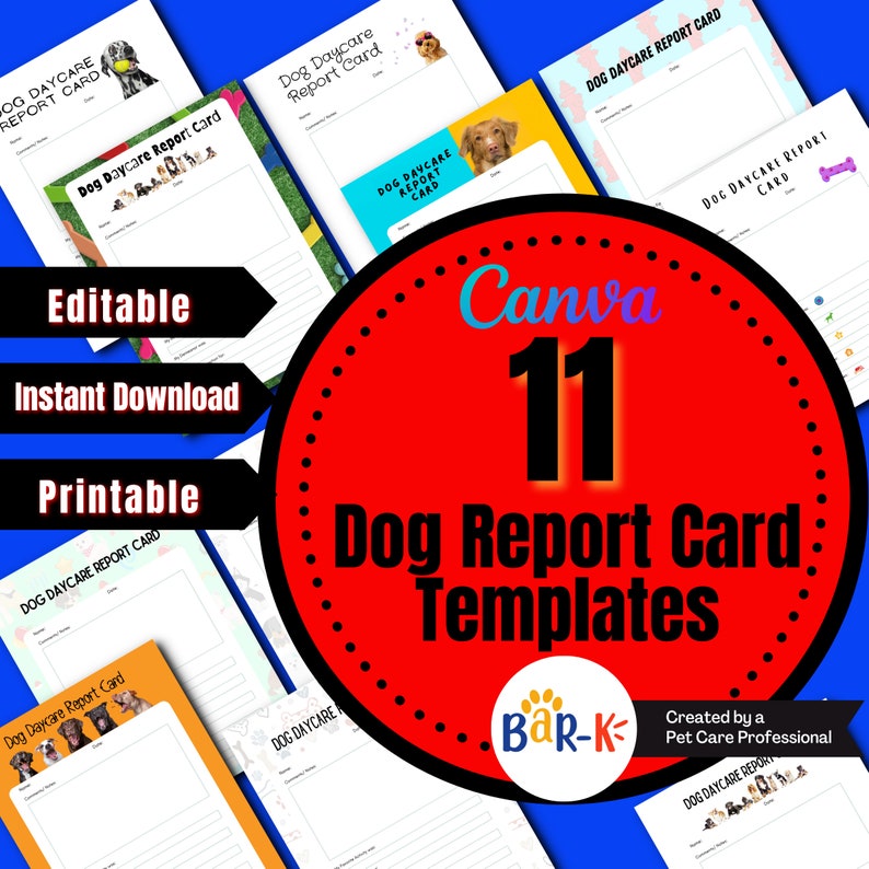 Dog Report Card - Editable Printable Dog Daycare Report Card - Dog ...