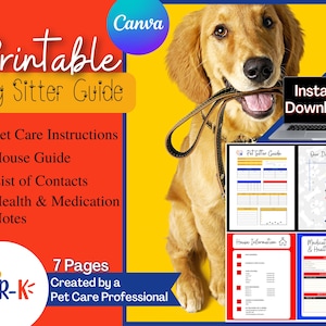 Pet Sitting Guide for Dog Sitters and Dog Walkers - Pet Sitter Planner Instructions - Dog Sitter Instructions, Guide, Checklist, Form, Notes