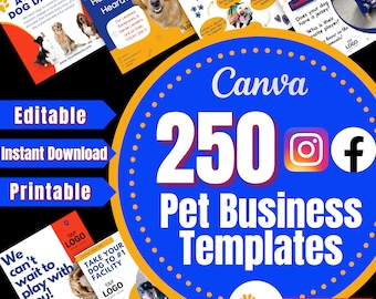 250 Pet Business Canva Templates: Dog Social Media Posts (Digital Download)