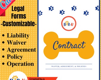 Pet Sitting Contract Template: Dog Boarding, Daycare Forms (Digital Download)