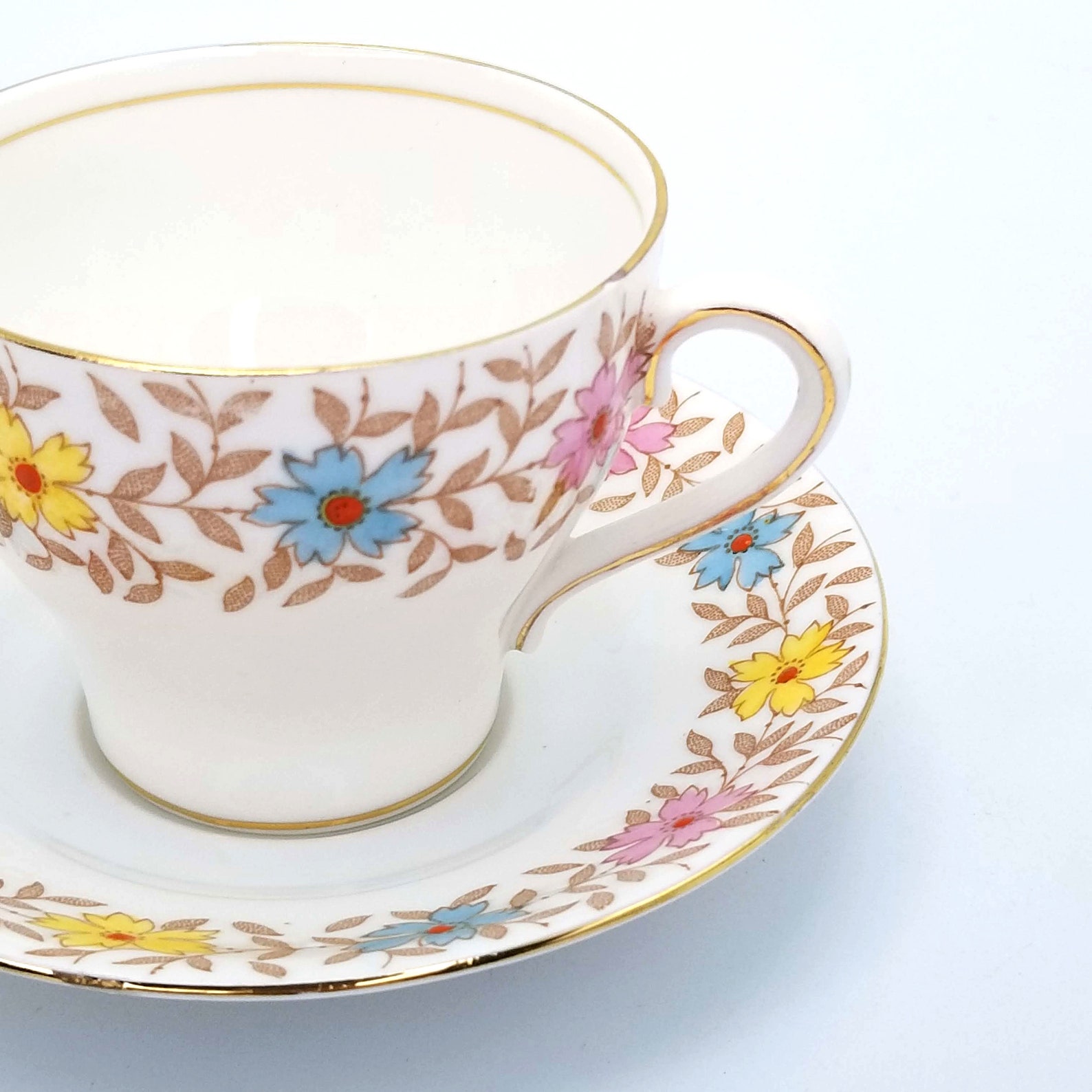Vintage Bell Fine Bone China Cup & Saucer England Floral Etsy