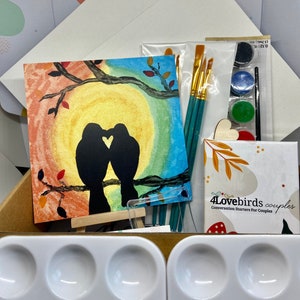 Date Night Box For Two PREMIUM Painting Set Conversation Starters Fun Gift for Girlfriend or Boyfriend, Anniversary, Christmas image 1