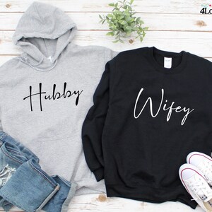 Hubby Wifey Hoodies, Honeymoon Shirt, Just Married Shirt, Engagement Shirt, Wedding Shirts, Bridal Gift Engagement, Husband And Wife Shirts