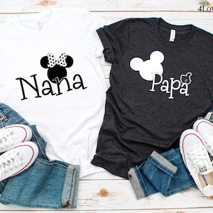 Disney NANA and PAPA Mickey Mouse Minnie Mouse Inspired T-shirt, Disney Grandparents, Cool Grandma and Grandpa T-shirts, Family Disney Trip