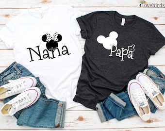 Disney NANA and PAPA Mickey Mouse Minnie Mouse Inspired T-shirt, Disney Grandparents, Cool Grandma and Grandpa T-shirts, Family Disney Trip