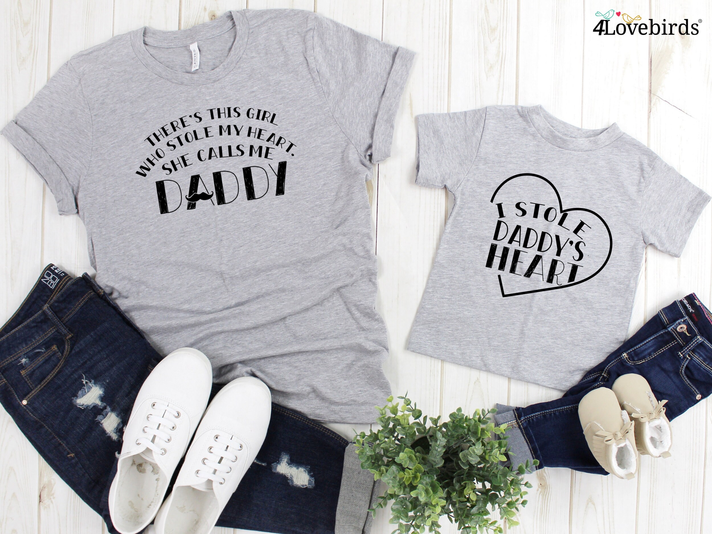 There's This Girl Who Stole My Heart She Calls Me Daddy and I Stole Daddy's Heart Dad and Daughter Shirts - Daddy, Mommy & Me