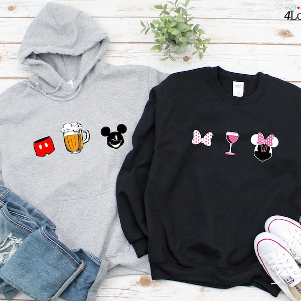 Disney drinking matching t shirts, Family Disney shirts, Disney coordinating shirts, Drink around world, Mickey and Minnie matching shirts
