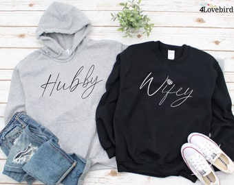 Wifey and Hubby Matching Hoodies, Matching Gifts For Couples, Bride and Groom Gifts, Honeymoon Matching Gifts