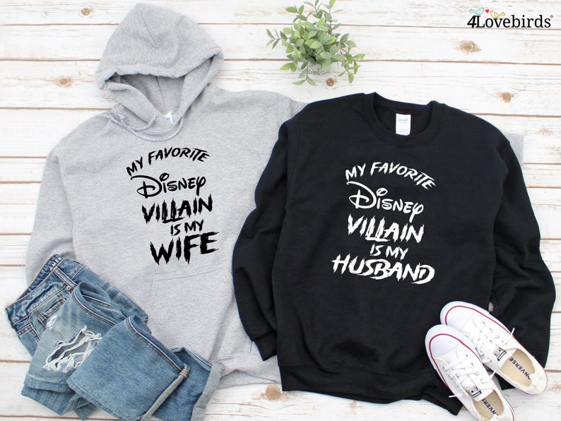 My favorite Disney Villain is my Wife/Husband Disney Hoodie, Disney Sweatshirt for Men/Women, Disney Family Long Sleeve Shirt, Disney Gifts image 1