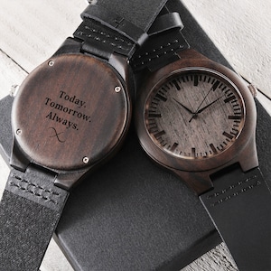 Engraved Wood Watch for Him,Wood Watch,Personalized Watch,Engraved Watch,Wooden Watch,Groomsmen Watch,Mens Watch,Boyfriend Gift,Gift for Dad zdjęcie 1