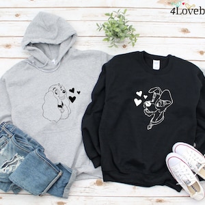 Lady And The Tramp Hoodie, Disney Couple love Sweatshirt, Disney Long Sleeve Shirts, Disney Gifts, Anniversary Gifts, Vacation Gifts