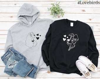 Lady And The Tramp Hoodie, Disney Couple love Sweatshirt, Disney Long Sleeve Shirts, Disney Gifts, Anniversary Gifts, Vacation Gifts