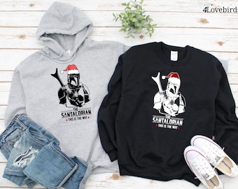 Santalorian Star Wars Christmas Hoodie, Mandalorian Christmas Sweatshirt, Disney Christmas Shirt, Mando Christmas Shirt,The Dadalorian Shirt