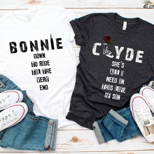 Bonnie & Clyde Shirts Partnerlook Shirts und Shirts Shirts für Paare Passende Shirts Shirts für Paare Rockabilly Shirts Bonnie/Clyde Shirts Gun/Bullet Shirts