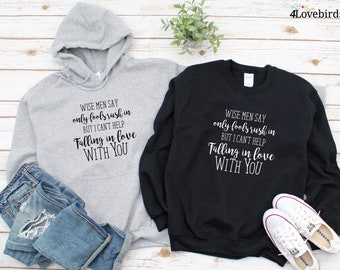 Ich kann nicht anders, als mich in dich zu verlieben in Hoodie, passendes Liebhaber-T-Shirt, Geschenk für Paare, Valentinstag-Sweatshirt, süßes Langarmshirt