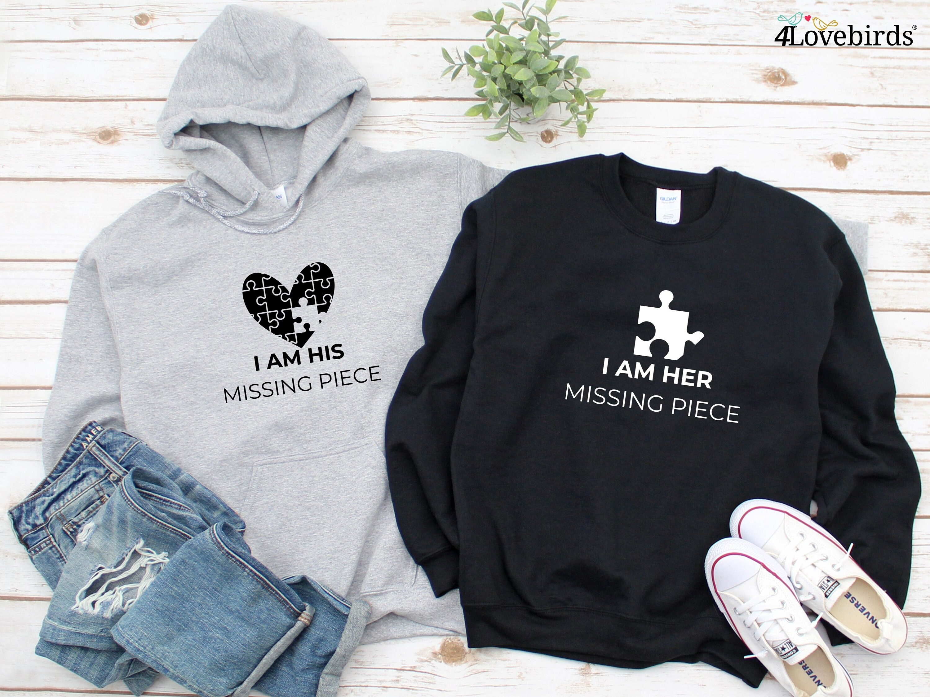 Paar Hoodies - Paar Hoodies - Paar T-Shirts - Puzzle T-Shirt - Passende Paar Shirts - Sein und Ihn Shirts - Geschenke für Paare