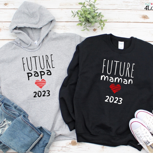 Announcement pregnancy hoodie couple, futur papi, future mamie, future parents, futur cousin,cousine,tata,papa,maman,soeur,frère, France