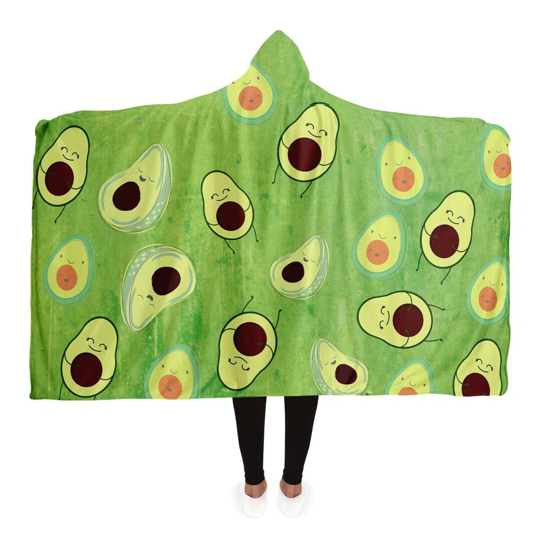 Matching Avocados Hooded Blanket, Handmade Crafted, Vegan Blanket, With