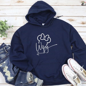 Wifey and Hubby Disney Hoodie_Couples anniversary gift_Just Married shirt_T-shirt for honeymoon trip_Bride and Groom, couples sweatshirts image 5