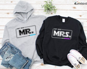 Mr & Mrs Star Wars Galaxy's Edge Couple Hoodies, Disney Honeymoon Sweatshirts, Wedding Long Sleeve Shirts, Bridal Shower Gifts, Gifts