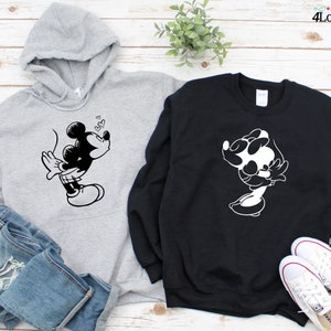 Cartoon Mickey x Minnie Couple Hoodie, Anniversary Sweatshirt, Couple Matching Long Sleeve Shirts, Couple Matching Shirts, Matching Gifts