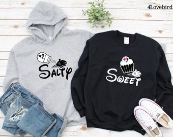 Salty Sweet Hoodie, Disney Matching Tshirts, Disneyworld Sweats, Funny Couples Shirts, Husband Wife, Mickey, Minnie, Vacation, Snack Goals