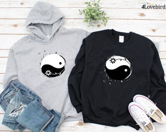 Sudadera con capucha Yin Yang a juego, regalos de pareja, regalos de aniversario, sudaderas para parejas, camisas de manga larga a juego, regalos de boda