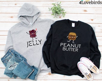 Camisa de mantequilla de maní y jalea, mejores sudaderas con capucha para parejas, sudadera para parejas, camisa de mejor amigo, amigos lindos, camisa de pareja divertida, camisa de brunch