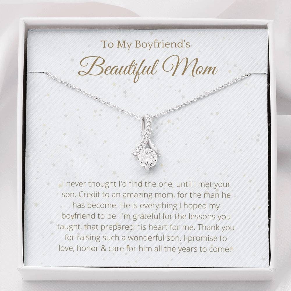 Mom Ribbon Necklace Christmas Gift 