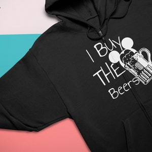 I wear the Ears and I Buy the Beers Matching Disney Hoodies Minnie and Mickey Couple Sweatshirts, Gifts For Couples, Disney Couples image 3