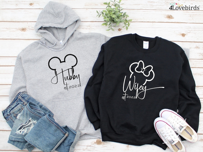 Wifey and Hubby Disney Hoodie_Couples anniversary gift_Just image 1